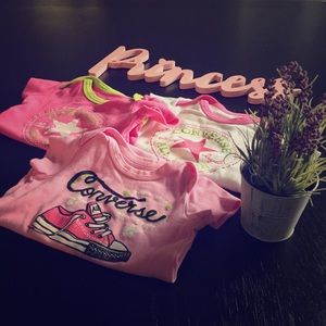 Lot of 3 Converse Baby Girl Onesies